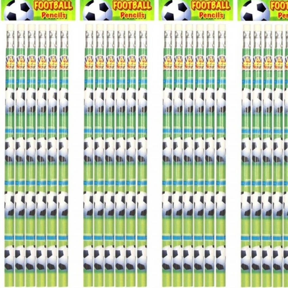6 Football Pencils & Erasers Boys Party Bag Fillers